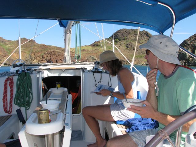 Breakfast after the big overnight sail