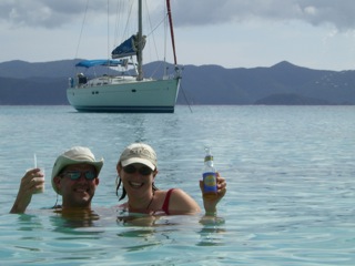 Kent and Heather with our boat, Renoir II (LM)