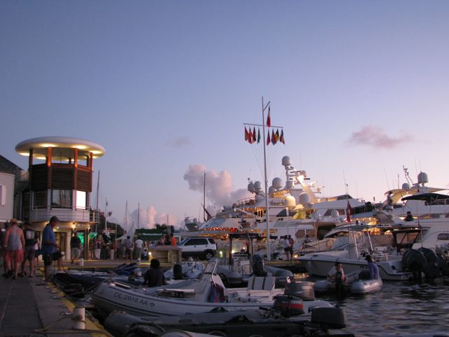 Capitainerie at dusk before the big show