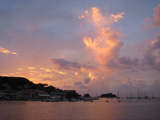 Sunset over the western harbor