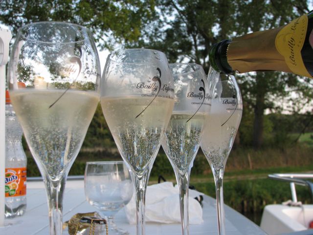 Sampling our demi-sec cremant de Bailly