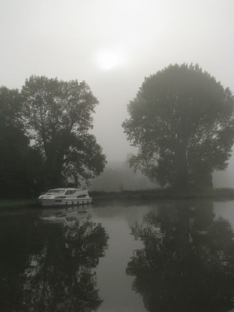 Our sweet boat, Magnifique, at kilometer 142