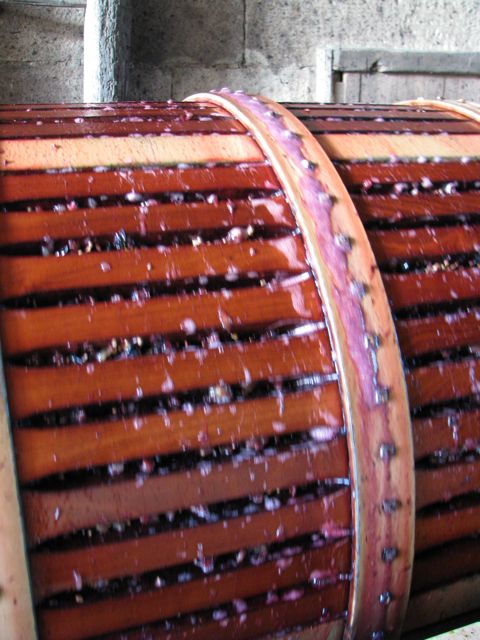 Mashing some grapes in Villiers