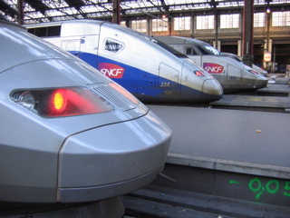 TGV's lined up at Gare de Lyon