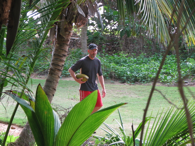 Ted with purloined coconut