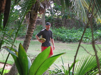 Ted with purloined coconut