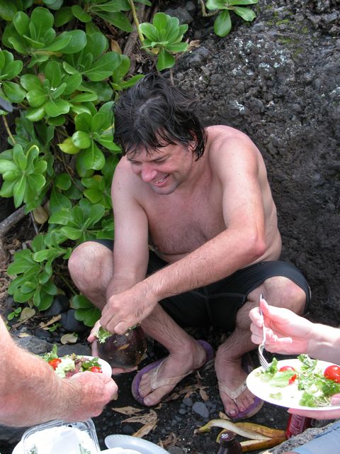 Johnny Z serves the avocado (Ted)