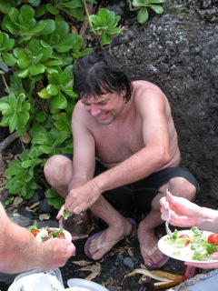 Johnny Z serves the avocado (Ted)