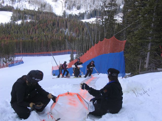 Manning the snow chute