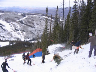 Harvesting snow above Pete's Arena