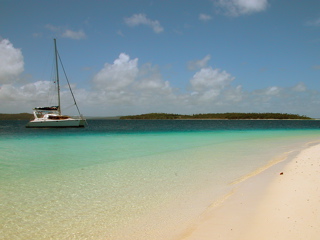 Island Time II anchored at Eueiki