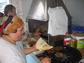 Cooking at the market